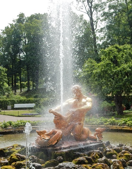 Fountain with golden figure