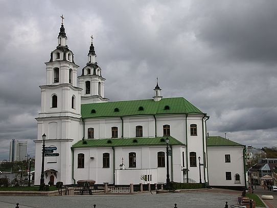 white church with green roof