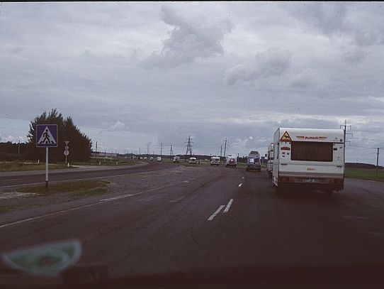 Caravan on wide road