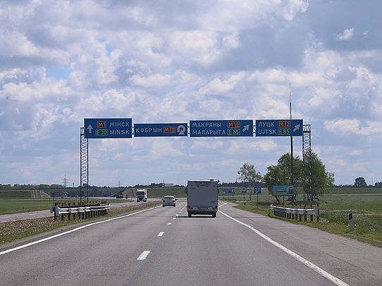 Main route motorway with motorhome